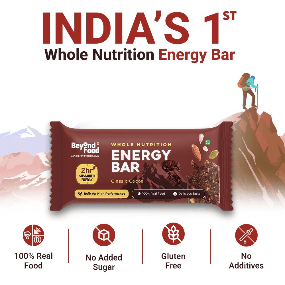 Beyond Food Classic Cocoa Energy Bar – India’s 1st Whole Nutrition Bar – 100% real food, gluten free, no added sugar
