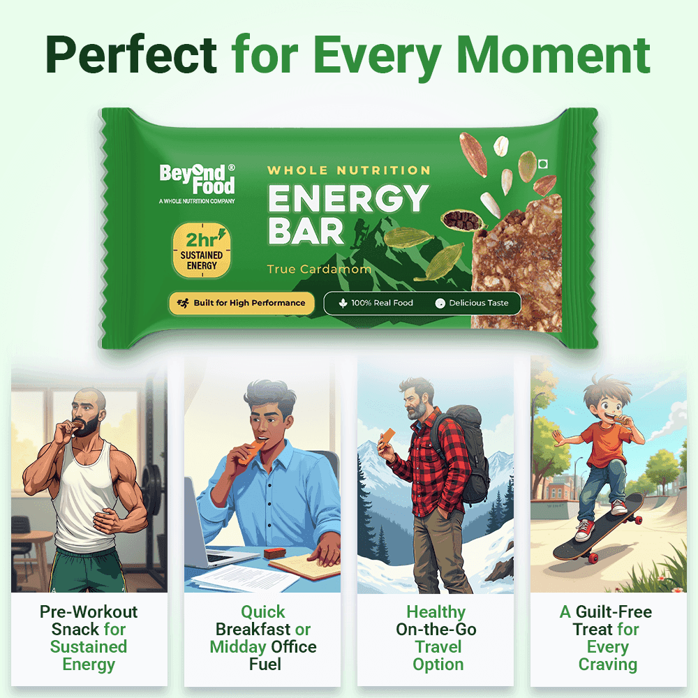 Beyond Food Energy Bar – perfect for pre-workout snack, quick breakfast, travel fuel, and guilt-free cravings.