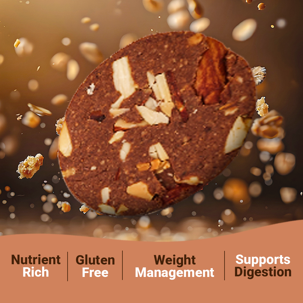 “Gluten-free cocoa almond oatmeal cookie – nutrient-rich, supports digestion, weight management”