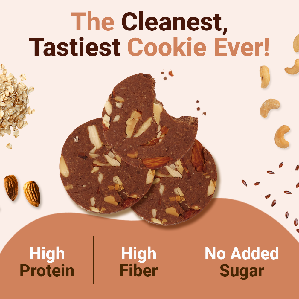 “Beyond Food cocoa almond oatmeal cookies – high protein, high fiber, no added sugar”