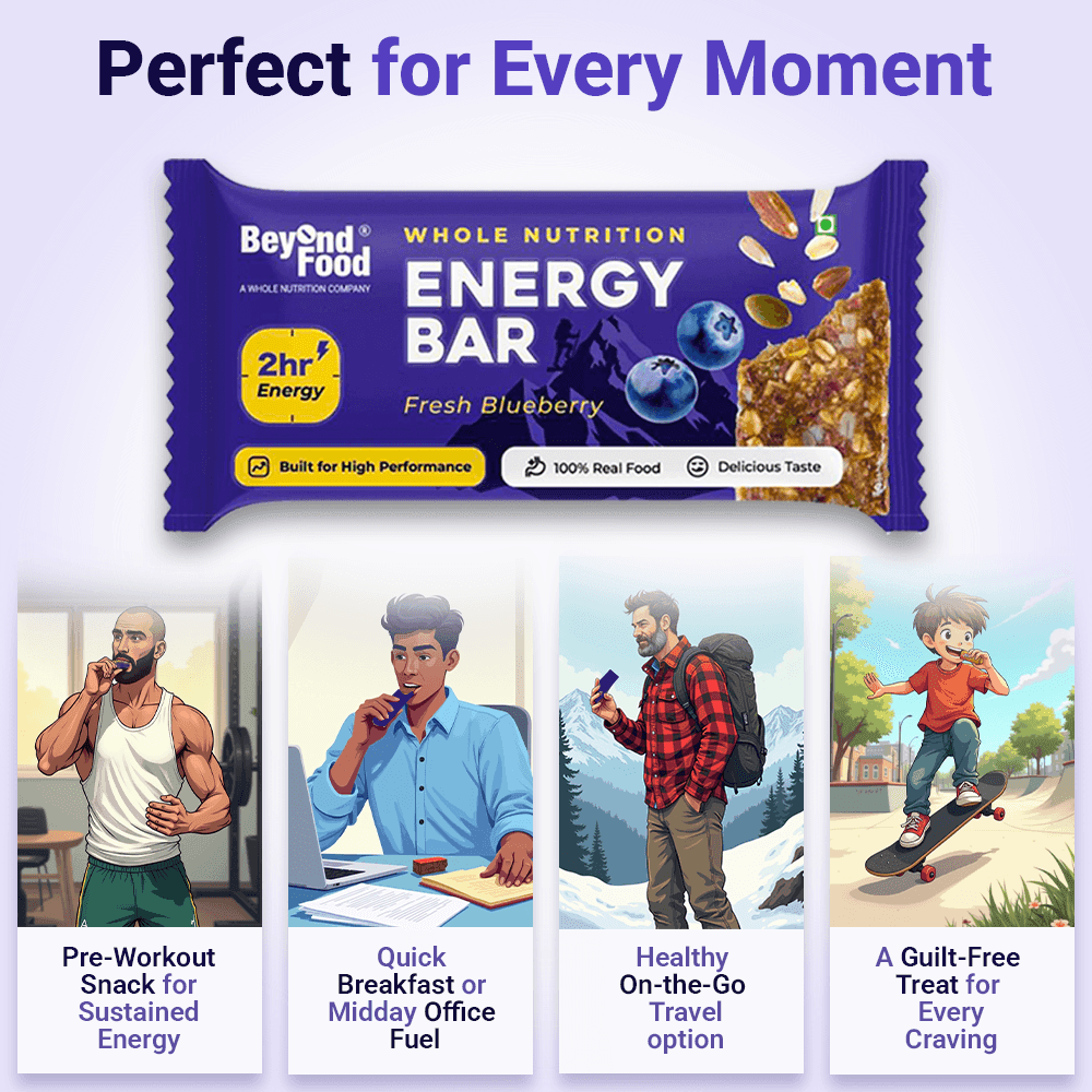 Beyond Food Energy Bar – perfect for pre-workout snack, quick breakfast, travel fuel, and guilt-free cravings.