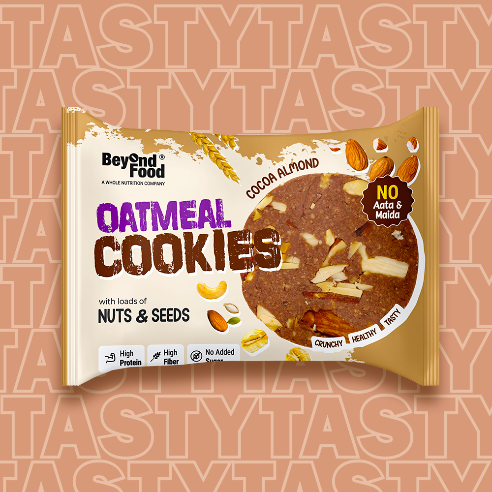 “Close-up of Beyond Food Oatmeal Cookie – nutrient-rich, gluten-free, supports digestion, ideal for weight management.”