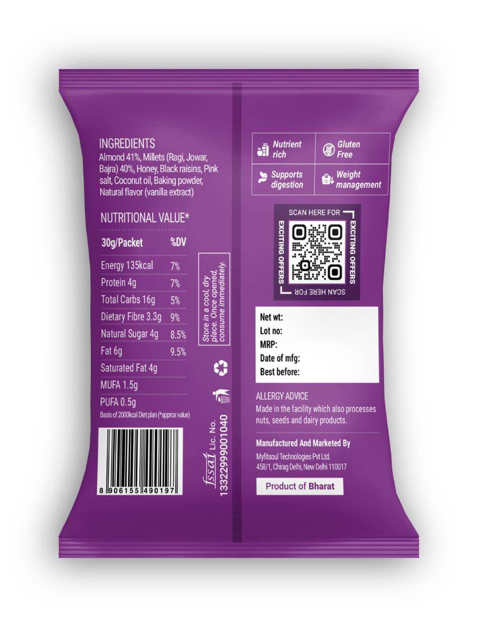 Millet Cookies – Cocoa Crunch Almond – Single Pack